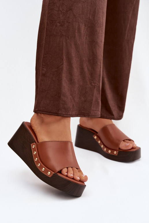 naiste plätud Kiilu peal Ze Kuldset värvimi Pealastud pruunid värvi Arionne