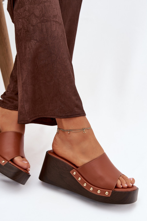 naiste plätud Kiilu peal Ze Kuldset värvimi Pealastud pruunid värvi Arionne