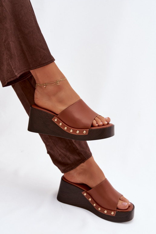 naiste plätud Kiilu peal Ze Kuldset värvimi Pealastud pruunid värvi Arionne