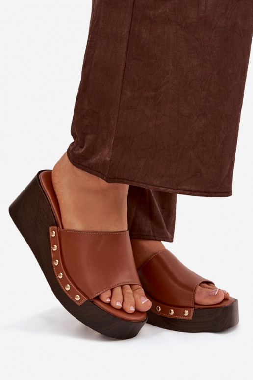 naiste plätud Kiilu peal Ze Kuldset värvimi Pealastud pruunid värvi Arionne