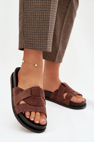 naiste plätud Eco Suedeosissee Triipudega tumepruuni värvi Sellel onrivessa