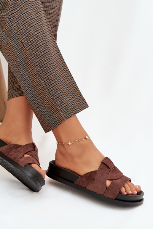 naiste plätud Eco Suedeosissee Triipudega tumepruuni värvi Sellel onrivessa