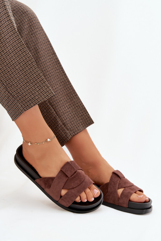 naiste plätud Eco Suedeosissee Triipudega tumepruuni värvi Sellel onrivessa