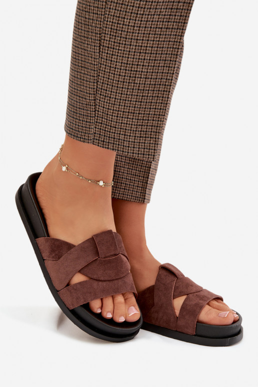 naiste plätud Eco Suedeosissee Triipudega tumepruuni värvi Sellel onrivessa