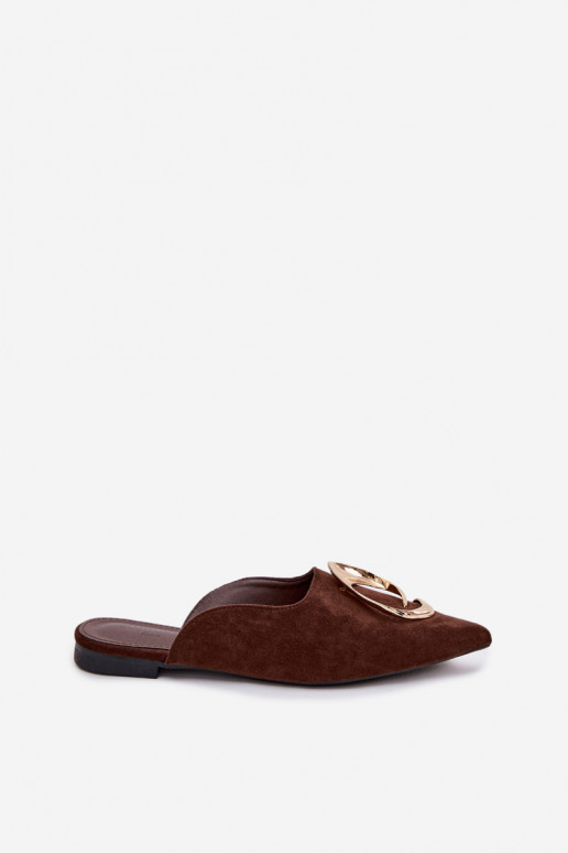 naiste plätud Mule Koos Ornate Kuldset värvim Detalem Czekoladosissee Galvella