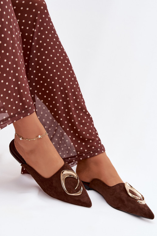 naiste plätud Mule Koos Ornate Kuldset värvim Detalem Czekoladosissee Galvella