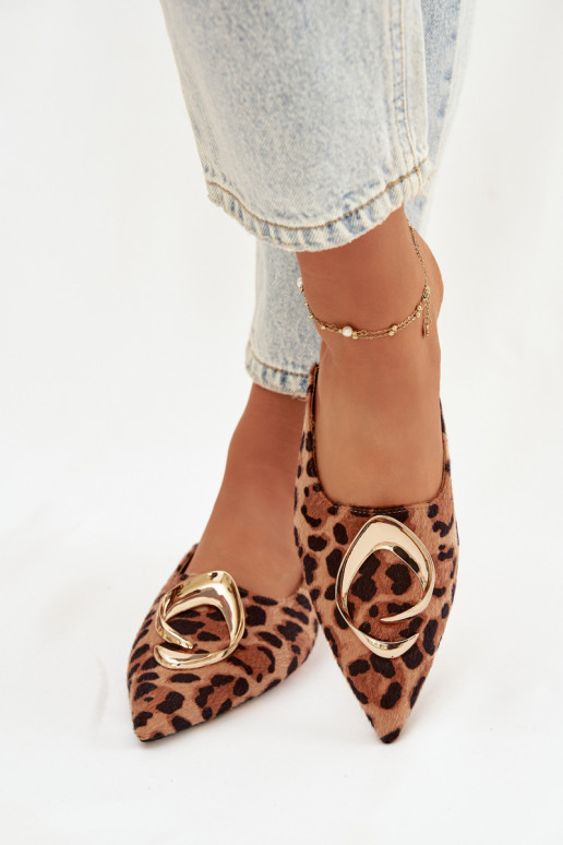naiste plätud Mule Koos Ornate Kuldset värvim Detalem leopardimustriga Galvella