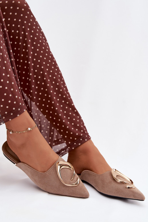 naiste plätud Mule Koos Ornate Kuldset värvim Detalem beeži värvi Galvella