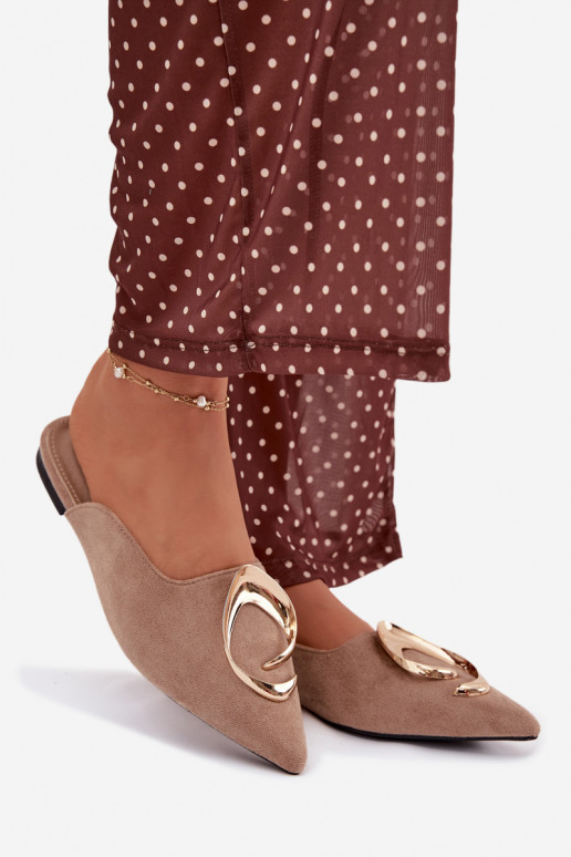 naiste plätud Mule Koos Ornate Kuldset värvim Detalem beeži värvi Galvella