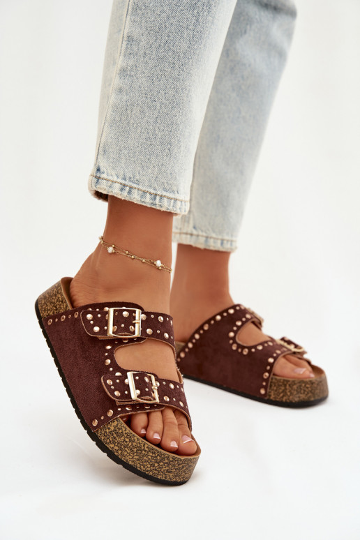 naiste plätud Ze Kuldset värvimi neetide ja pandlagami Ja trukid pruunid värvi Tervina