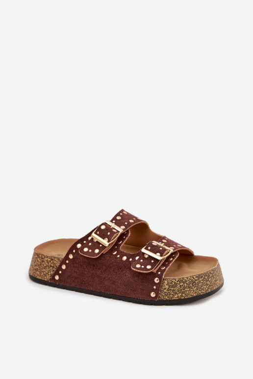 naiste plätud Ze Kuldset värvimi neetide ja pandlagami Ja trukid pruunid värvi Tervina