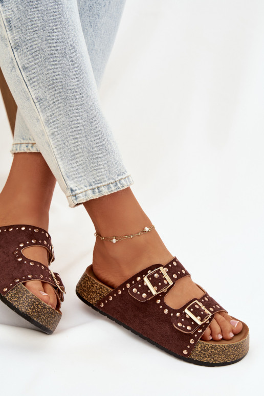 naiste plätud Ze Kuldset värvimi neetide ja pandlagami Ja trukid pruunid värvi Tervina