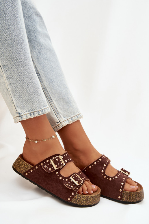 naiste plätud Ze Kuldset värvimi neetide ja pandlagami Ja trukid pruunid värvi Tervina