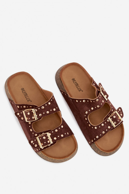 naiste plätud Ze Kuldset värvimi neetide ja pandlagami Ja trukid pruunid värvi Tervina