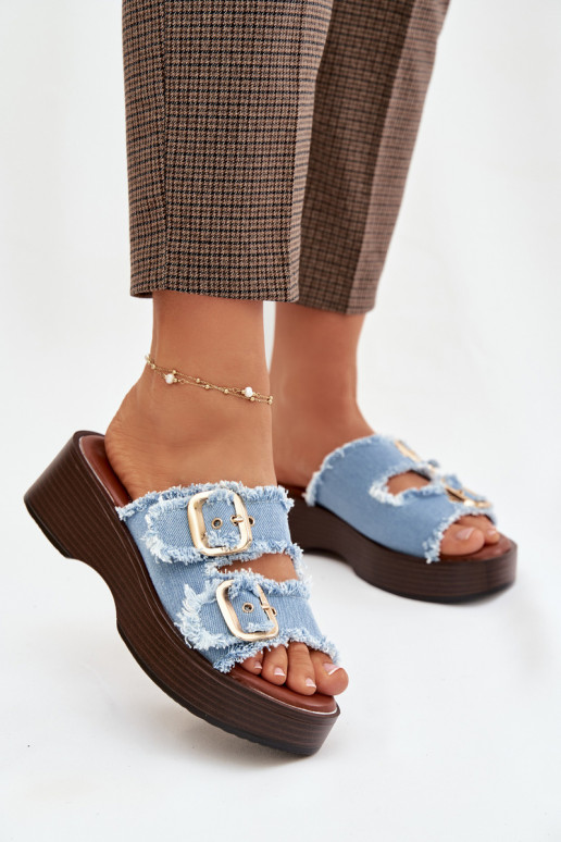 naiste plätud platvormiga Ze Kuldset värvimi neetide ja pandlagami Sinist värvi Renelisse