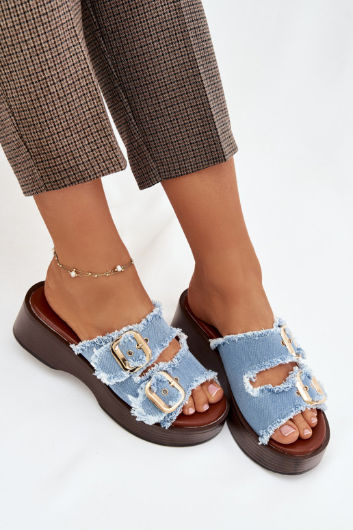 naiste plätud platvormiga Ze Kuldset värvimi neetide ja pandlagami Sinist värvi Renelisse