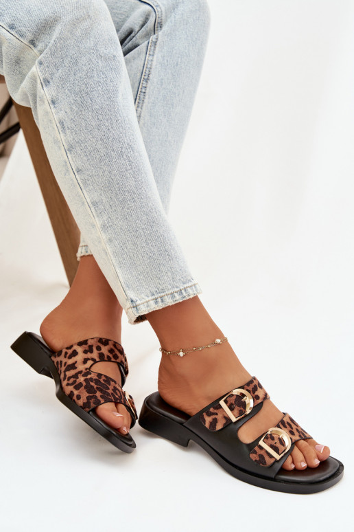 naiste plätud Ze Kuldset värvimi neetide ja pandlagami leopardimustriga must ja pruun Danelle