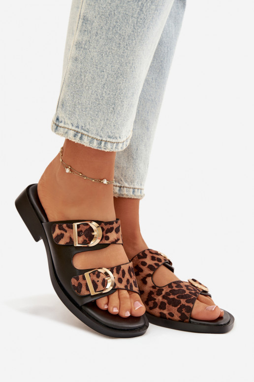 naiste plätud Ze Kuldset värvimi neetide ja pandlagami leopardimustriga must ja pruun Danelle