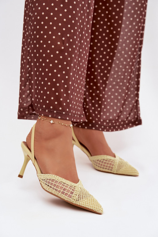 sandaalid Braidist kõrge jämeda kontsaga Kollased Hanelis