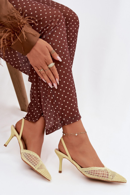 sandaalid Braidist kõrge jämeda kontsaga Kollased Hanelis