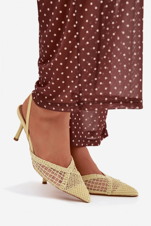 sandaalid Braidist kõrge jämeda kontsaga Kollased Hanelis