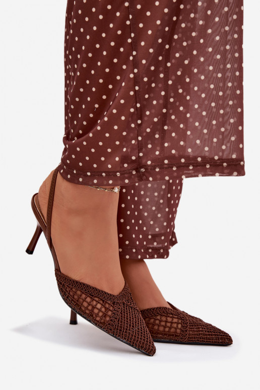 sandaalid Braidist kõrge jämeda kontsaga pruunid värvi Hanelis