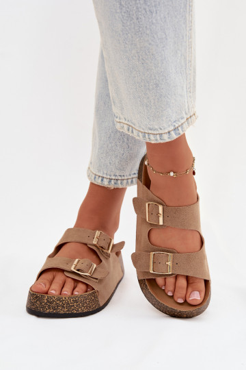 naiste plätud Korkosissea platvormil Ze Kuldset värvimi neetide ja pandlagami beeži värvi Tovessa