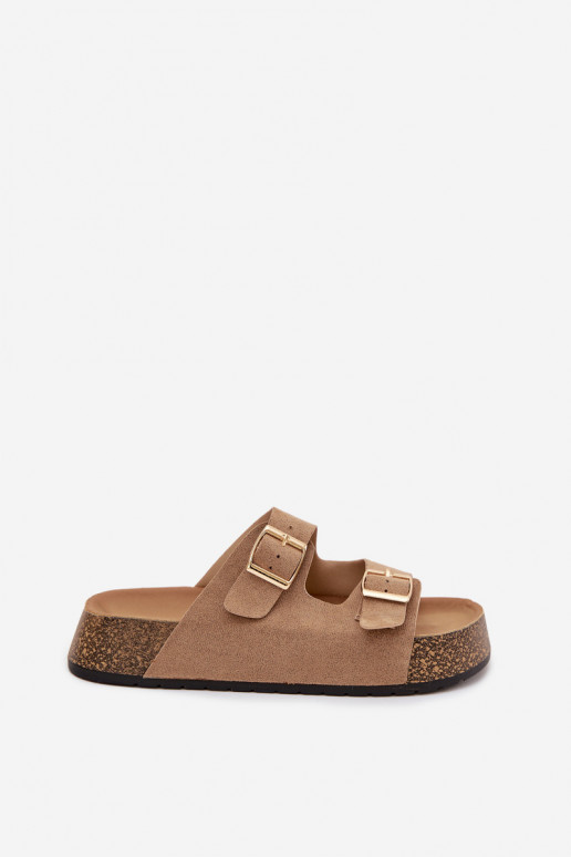 naiste plätud Korkosissea platvormil Ze Kuldset värvimi neetide ja pandlagami beeži värvi Tovessa