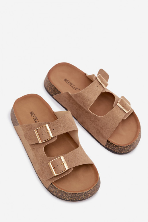 naiste plätud Korkosissea platvormil Ze Kuldset värvimi neetide ja pandlagami beeži värvi Tovessa