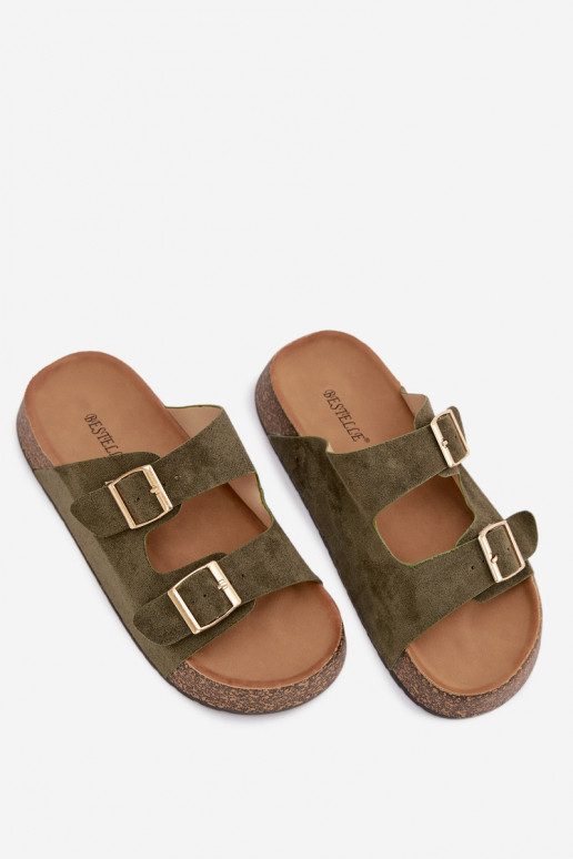 naiste plätud Korkosissea platvormil Ze Kuldset värvimi neetide ja pandlagami Rohelist värvi Tovessa