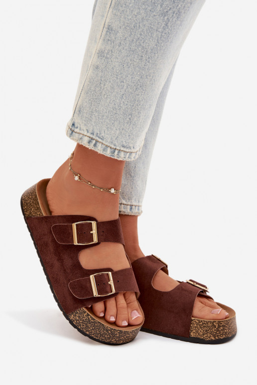 naiste plätud Korkosissea platvormil Ze Kuldset värvimi neetide ja pandlagami pruunid värvi Tovessa