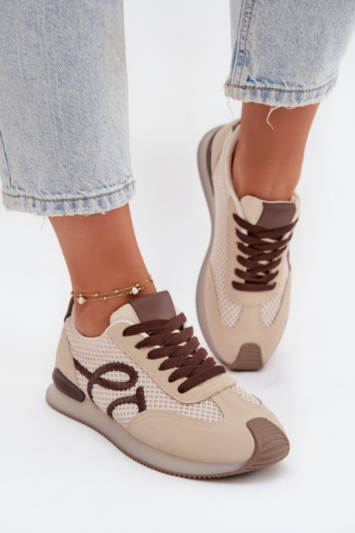 Sneakers tüüpi jalanõud spordijalatsid Pealiste omad beeži värvi-pruunid värvi Tarlisse