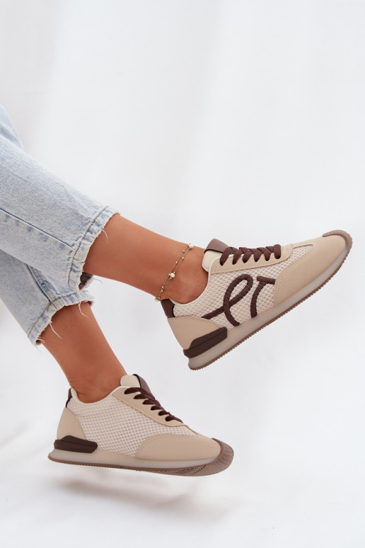 Sneakers tüüpi jalanõud spordijalatsid Pealiste omad beeži värvi-pruunid värvi Tarlisse