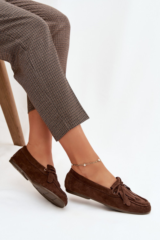 naiste mokassiinid saapad koos stiilsete detailidega Ja Fringes Czekoladosissee Glorina