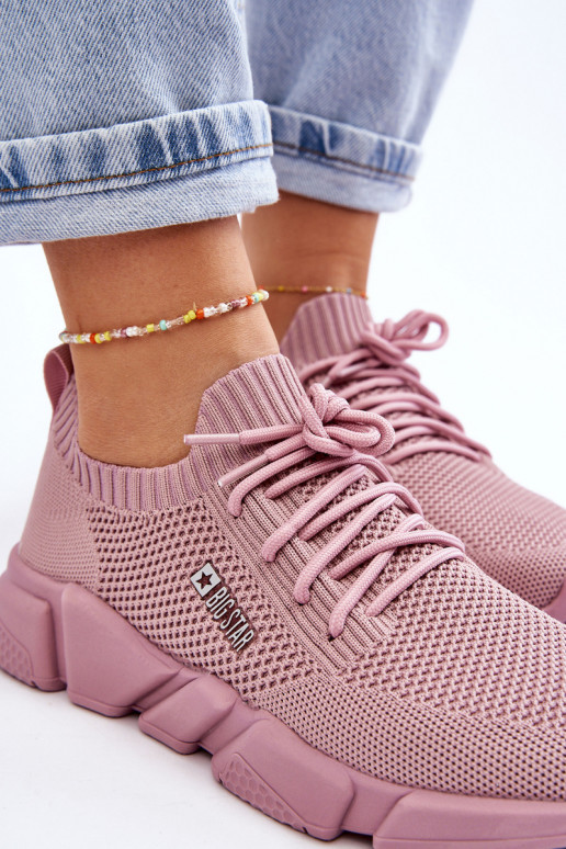 Pealiste omad Valgus Sneakers tüüpi jalanõud Memory Foam System Big Star JJ274266 Tumeroosad värvi