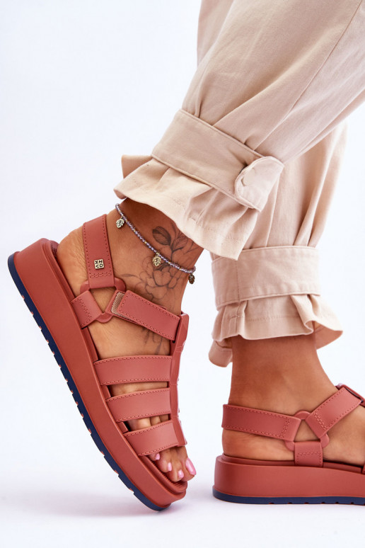 Pealiste Vegan sandaalid krõpsudega kinnitatav ZAXY JJ285016 tumeroosad värvi