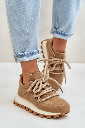 spordijalatsid Sneakers tüüpi jalanõud platvormigaEco Suedeu pruunid värvi Riadella