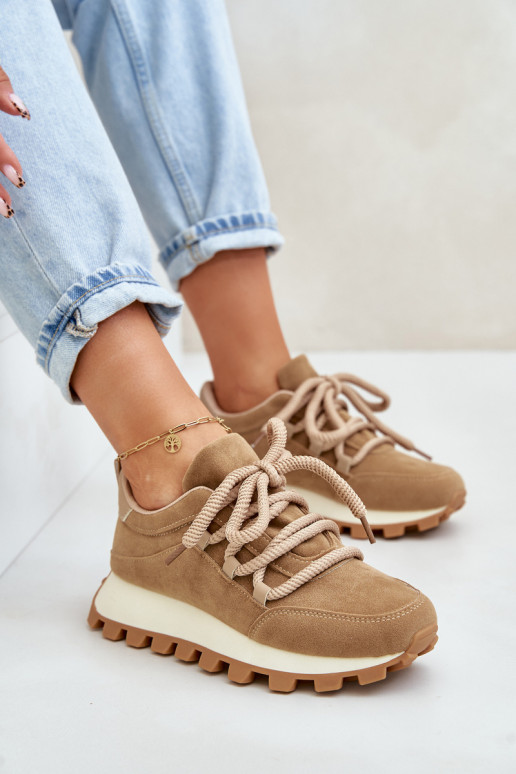 spordijalatsid Sneakers tüüpi jalanõud platvormigaEco Suedeu pruunid värvi Riadella