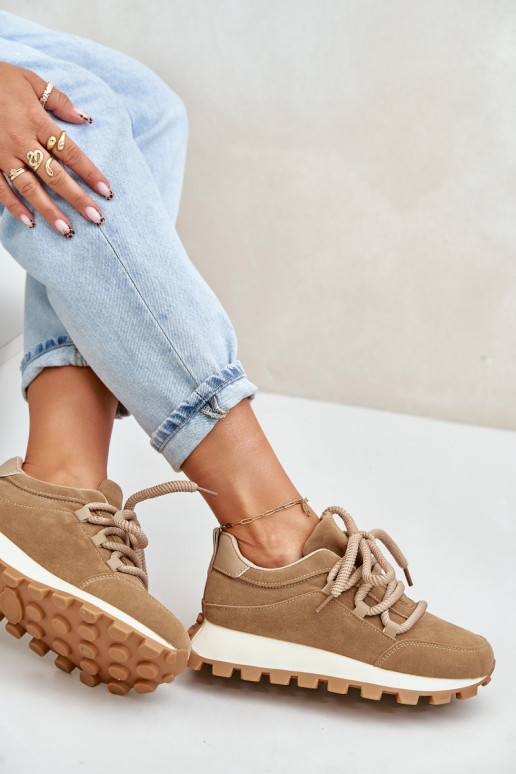 spordijalatsid Sneakers tüüpi jalanõud platvormigaEco Suedeu pruunid värvi Riadella