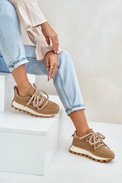 spordijalatsid Sneakers tüüpi jalanõud platvormigaEco Suedeu pruunid värvi Riadella