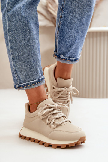 Spordijalatsid Sneakers mudeliga platvormiga kunstnahast beeži värvi Riadella 2
