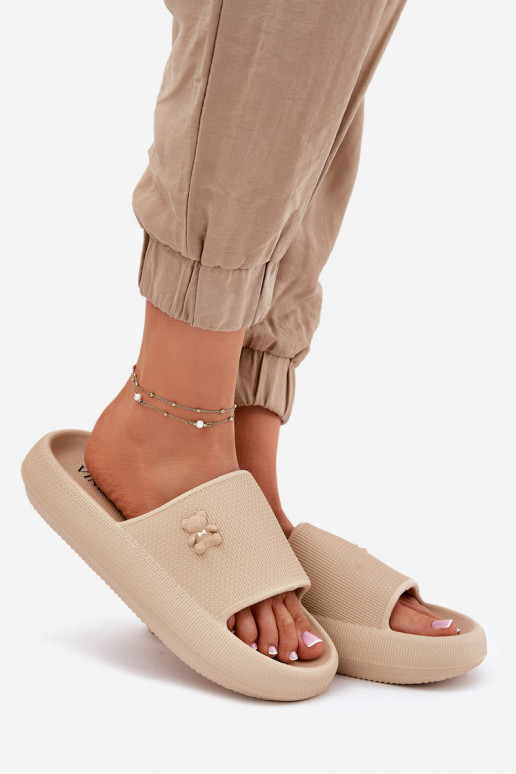 Kerged rannaplätud naiste plätud platvormiga Koos Karuga Vinceza 75210 beeži värvi