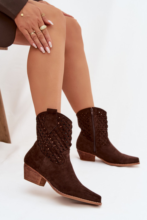 Saapad Pealiste omad kõrge jämeda kontsaga Czekoladosissee Ferissa