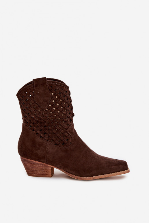 Saapad Pealiste omad kõrge jämeda kontsaga Czekoladosissee Ferissa