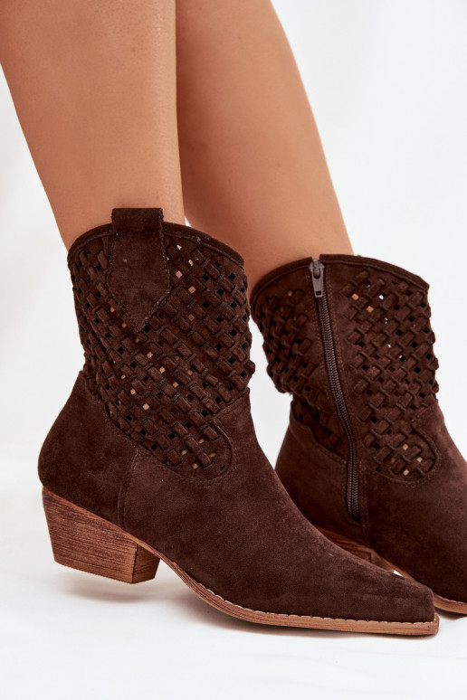 Saapad Pealiste omad kõrge jämeda kontsaga Czekoladosissee Ferissa