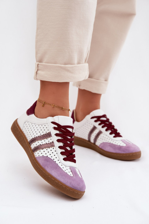 Pealhk Ažuurne Sneakers tüüpi jalanõud Pealiste omad Zazoo N1318 Valget-Violetne värv