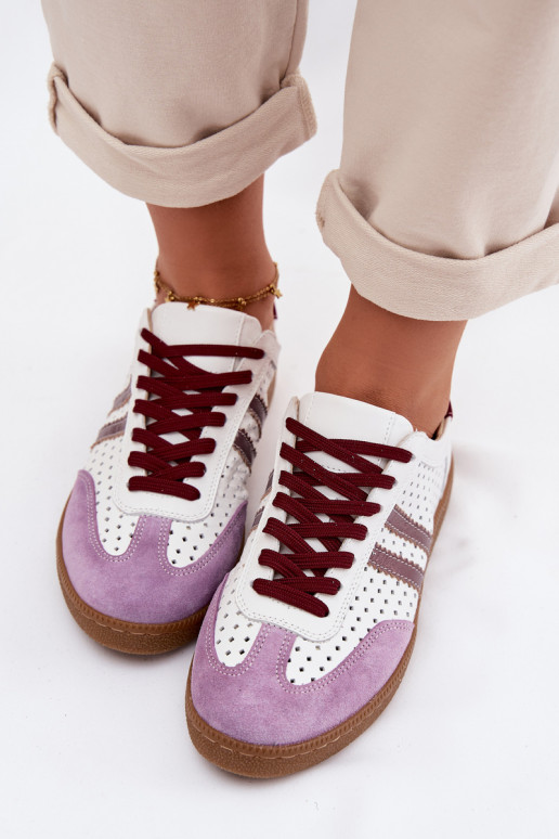 Pealhk Ažuurne Sneakers tüüpi jalanõud Pealiste omad Zazoo N1318 Valget-Violetne värv