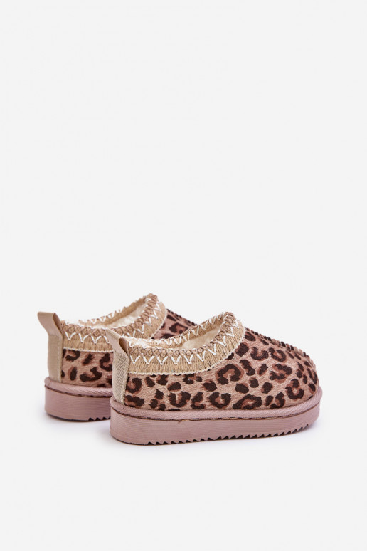 nööpidega lumesaapad Pealiste poolsaapad Laste jalanõud leopardimustriga platvormiga voodriga karusnahaga pruunid värvi Vilabria
