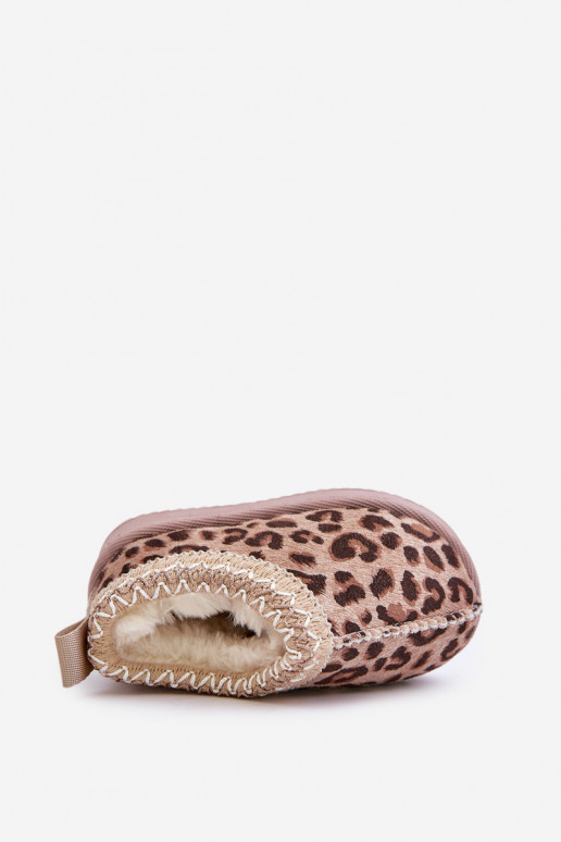 nööpidega lumesaapad Pealiste poolsaapad Laste jalanõud leopardimustriga platvormiga voodriga karusnahaga pruunid värvi Vilabria