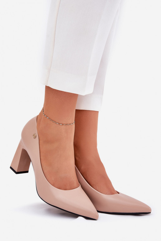 Elegantsed Kingad Peal Słupkosisseym Obcasie Vinceza 62221 beeži värvi